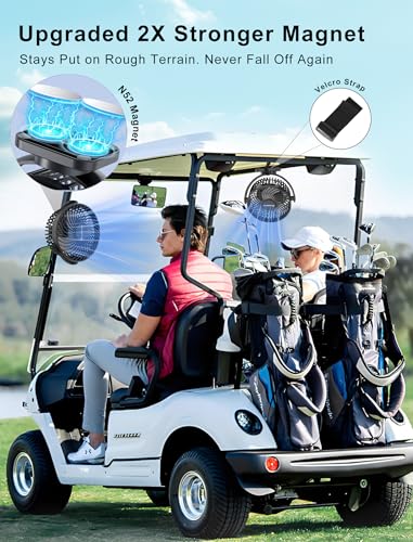 Rechargeable Magnetic Golf Cart Fan with Light - 2-Pack