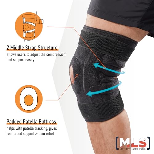 Comforband Adjustable Knee Brace with Dual Side Hinges - Black, L/XL - ACL, PCL, MCL Support, Meniscus Tear, Post-Surgery Recovery