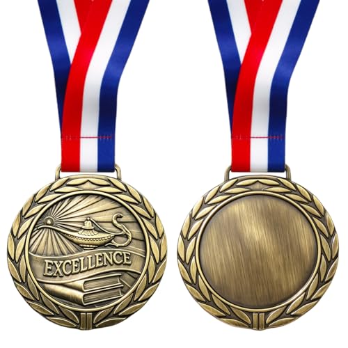 3-Inch Academic Excellence Gold Medal with Neck Ribbon for Awards