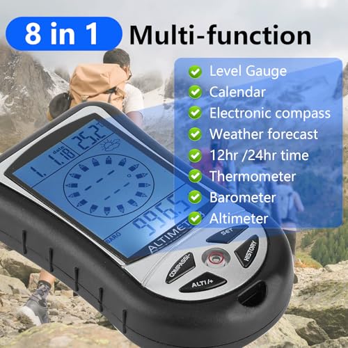 8-in-1 Outdoor Altimeter, Compass, Thermometer & Barometer