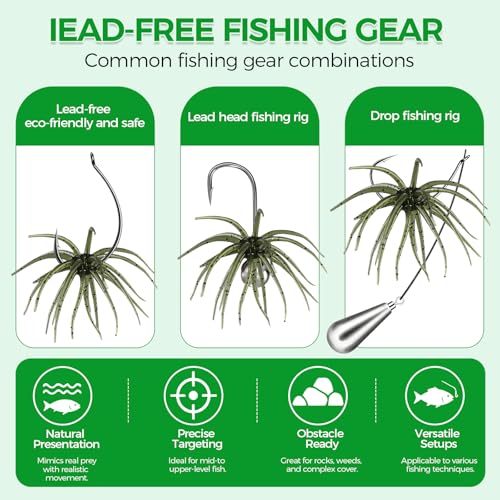 Penicfine 10PC 4.3 Inch Tentacle Fishing Lure Soft Plastic Sea Urchin Bait