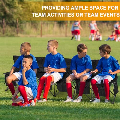 6 Seat Folding Soccer Bench - Portable Sports Team Seating with Storage - Black