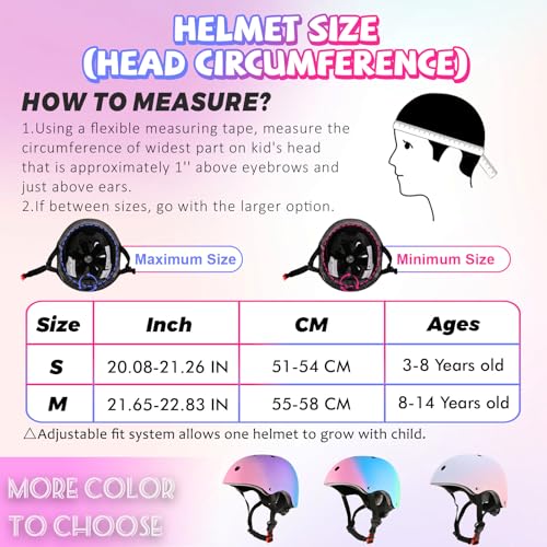 Adjustable Kids Bike Helmet - Gradient Pink Purple Green - Medium
