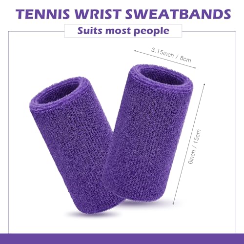 Wrist Sweat Bands - 6 Inch Elastic Absorbent for Tennis, Purple