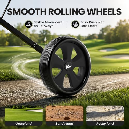 Lightweight 2-Wheel Golf Pull Cart - Foldable Steel Frame - Black