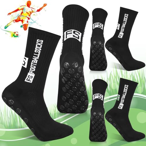 Non-Slip Soccer Socks - One Size - Black - 3 Pairs