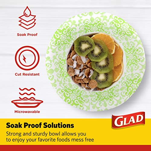 16 Oz Disposable Paper Bowls - Green Victorian, 15 Count