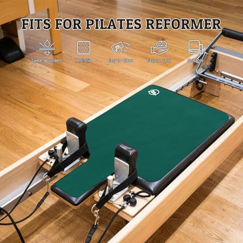 Non-Slip Pilates Reformer Mat Towel - Dark Green, 39 x 24 Inch