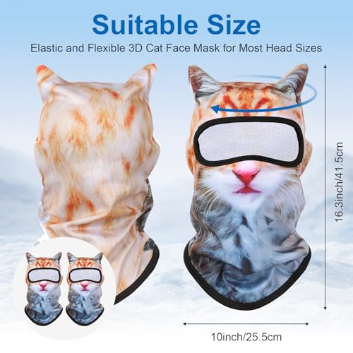 2-Pack Cat Ski Mask Balaclava with Ears - Windproof Winter Face Cover