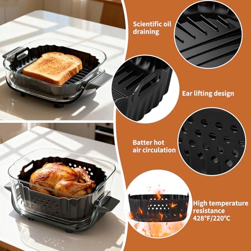 HOMELYLIFE Silicone Air Fryer Liners for Ninja Crispi Pro AS101CY 6QT & 2.5QT Set