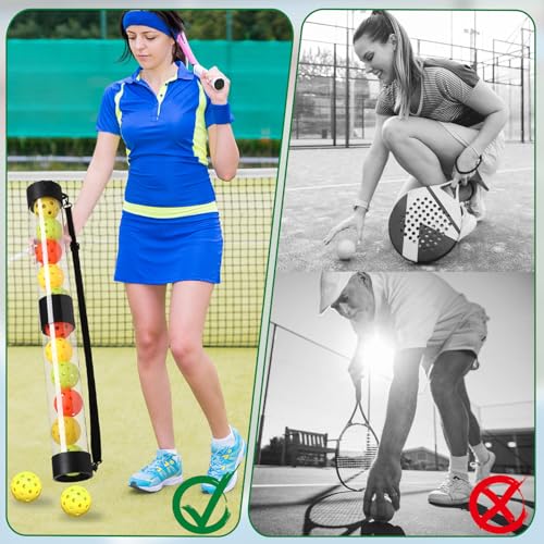 Portable Tennis and Pickleball Ball Collector Tube with Strap