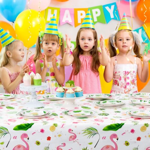 Flamingo Tablecloths - 2 Pack 108"x54" Tropical Luau Covers