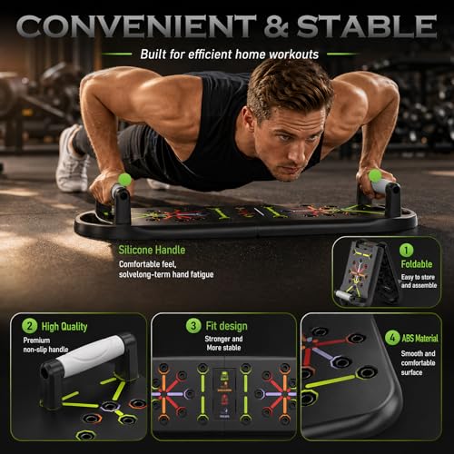 Portable Push Up Board - 20 in 1 Strength Training Equipment - Grey