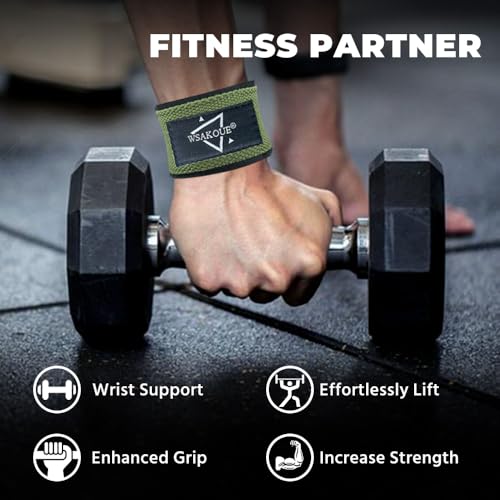 Padded Neoprene Weightlifting Straps for Power Lifting - Army Green