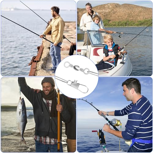 30pcs Stainless Steel Fishing Leaders - 11.22 Inch Swivel Lines for Saltwater & Freshwater