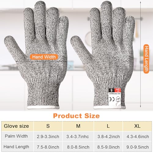 15 Pairs Cut Resistant Gloves Level 5 Protection Cutting Anti Cut Gloves for Kitchen Fish Slicing and More (Large)