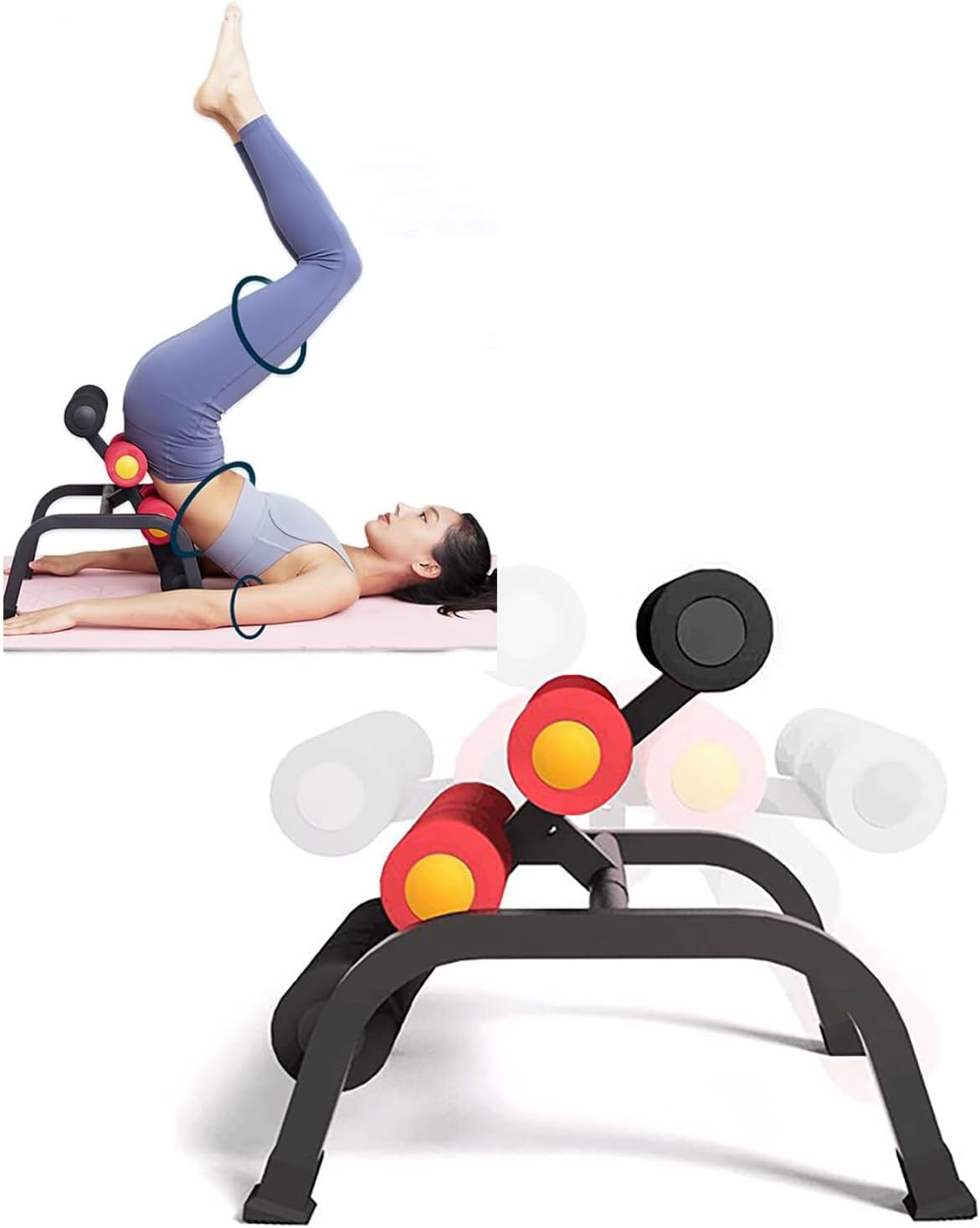 Skiennix Foldable Back Extension Machine - Home Gym Sit-Up Equipment for Glute & Ab Workouts | Resistance Bands Included