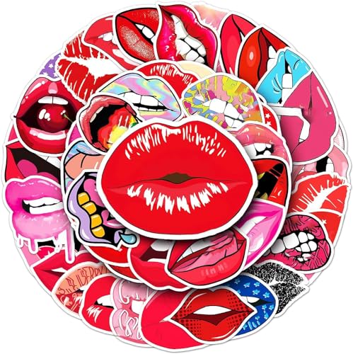 50 Pack Waterproof Vinyl Kiss Stickers for Laptops & Water Bottles