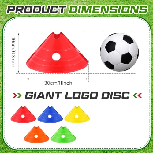 Jumbo Soccer Training Cones Set - 20 Bright Discs in 5 Colors