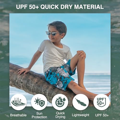 Boys' Quick Dry UPF 50+ Beach Swim Trunks - Paradise Charcoal