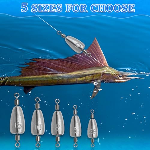 15Pcs 1/8oz Inline Fishing Weights with Swivel for Trolling