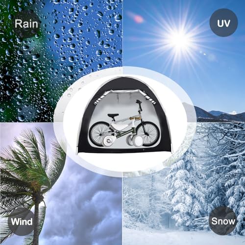 210D Oxford Bike Tent for Outdoor, Waterproof 2 Bikes Storage Shelter Shed, UV Resistant Bicycle Cover for Rain Sun Protection, Easy Setup for Garden for Bike,Motorcycle Shelter (78.7x33.5x65inch)