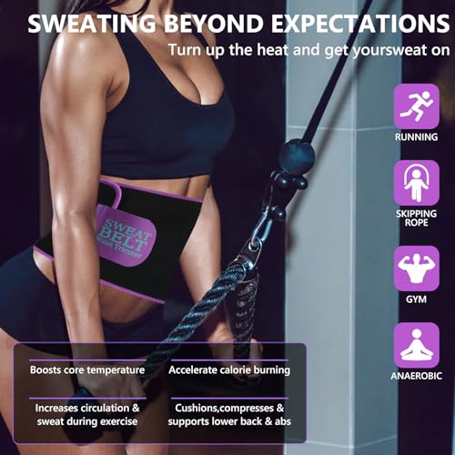 Waist Trainer Sweat Band for Women - Medium Silvery Purple