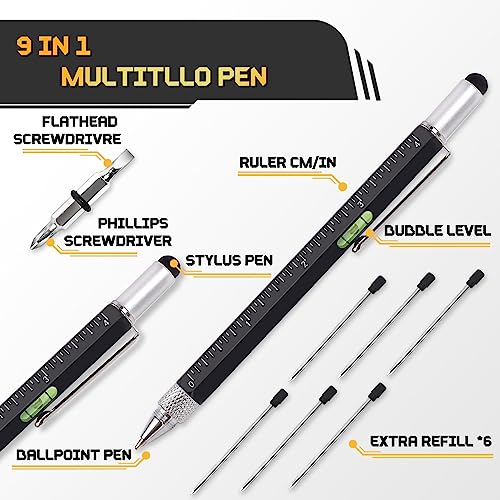 9-in-1 Multitool Pen Set - Durable Aluminum Tech Tool with 6 Refills