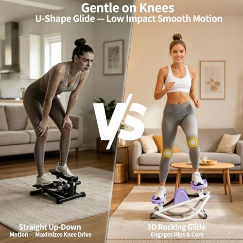 Lateral Rocking Stepper Exercise Machine with Resistance Bands