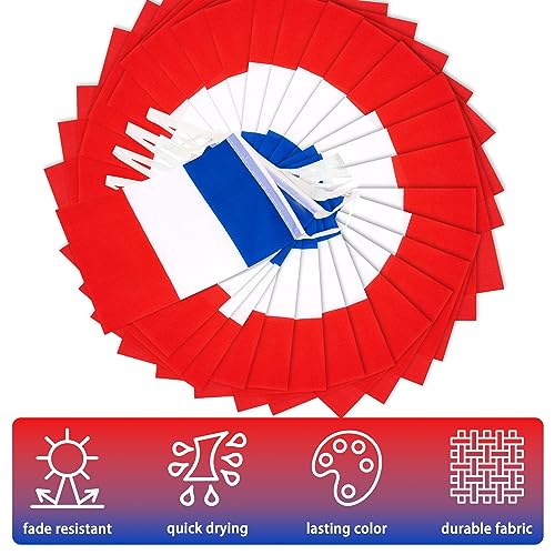 France String Flag Pennant Banner - 33 Feet, 30 Flags