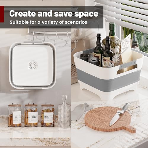 MontNorth 2.4 Gallon Gray Collapsible Wash Basin with Drain Plug, 9L Portable