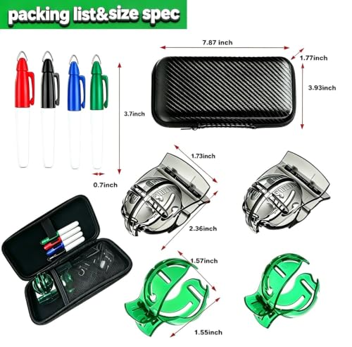 Alinfu Golf Ball Line Marker Kit - 4 Colors & Stencils with Organizer Case, Grey+Green