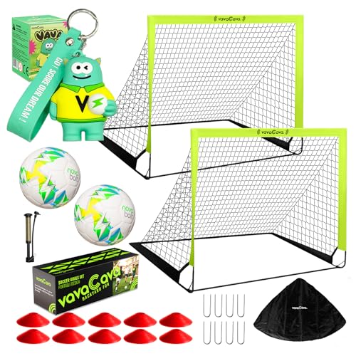 VavaCava Portable 4x3 Soccer Goal Set with 2 Goals, Balls, Cones & Accessories