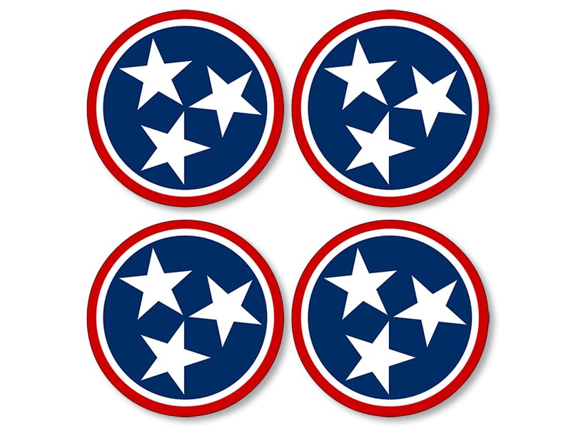 Tennessee Flag Logo Stickers - 4-Pack Round Vinyl Decals