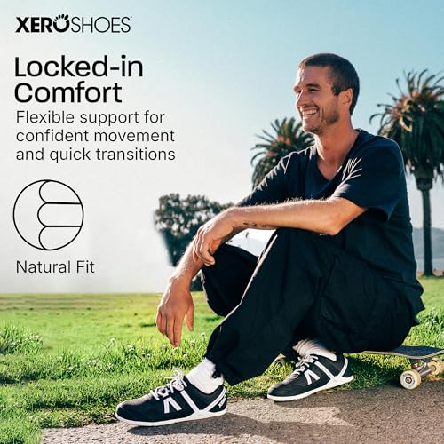 Men's Barefoot Athletic Sneakers - Xero Shoes Prio 9.5 Black/White
