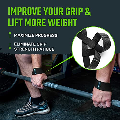 Padded Weight Lifting Straps for Deadlifts - Black - 20 Inch Pair