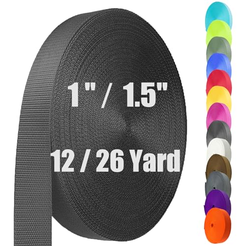 Oak-Sports Nylon Webbing Strap 1" Black 26 Yards Heavy Duty