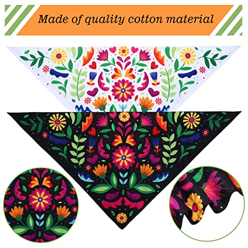 Whaline 2 Pack Floral Dog Bandanas - Adjustable Pet Scarf for Small to Large Dogs & Cats, Cinco De Mayo Fiesta Accessories