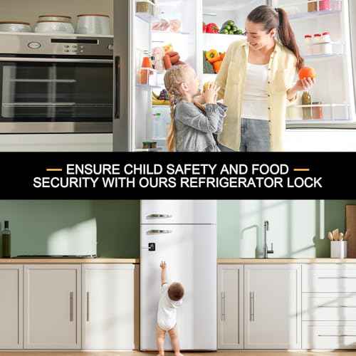 Fridge Lock, 2PCS Upgraded Refrigerator Lock for Freezer, Cabinets and Drawers, Air Fryer, Closets, Windows, Doors, Durable ABS with Adhesive Backing, Easy Install, No Tools Needed, Black
