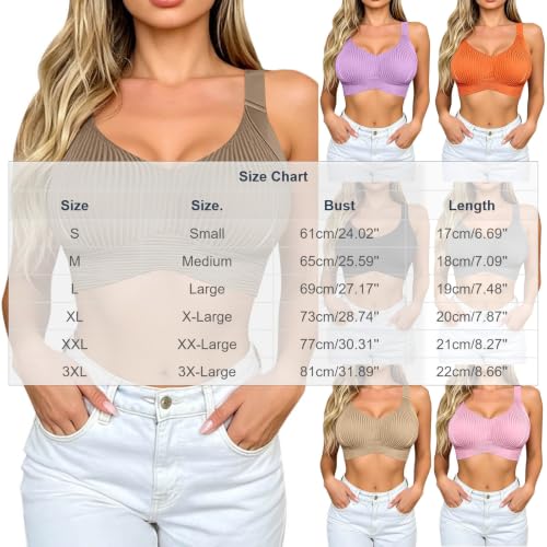 Womens Wireless Sports Bra - Moisture-Wicking Compression Support - Orange, Medium