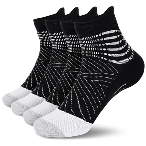 Compression Ankle Support Socks for Women - Wicking Cushioned - Medium Black (2 Pairs)