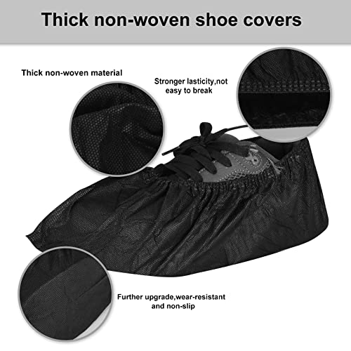 Shoe Covers Disposable 200Pack(100Pairs) Thicker Black Shoe Booties Cover Non Slip for Home Floors Carpet Indoor