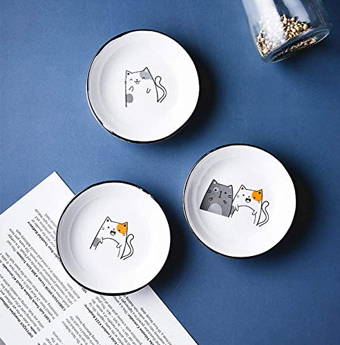MISS TUTU 4pcs Cat Ceramic Dipping Dishes - Relish & Seasoning Plates (Variation: 4pcs-Cat-A)