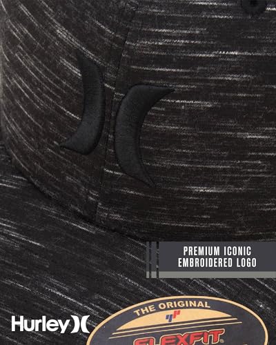 Hurley Mens Black Small-Medium Moisture-Wicking Baseball Cap - Fitted, Textured