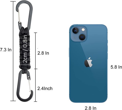 Braveshine Paracord Keychain - Durable Carabiner Clip & D-Ring Lanyard Hook for Keys, Water Bottles, Backpacks