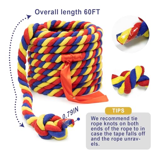 GULYMNA 60FT Heavy-Duty Cotton Tug of War Rope for Kids & Adults Outdoor Games