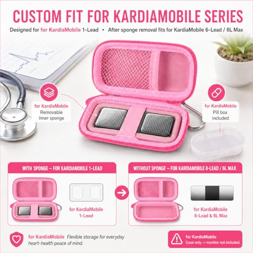 KardiaMobile Heart Monitor Case with Pill Box - Pink