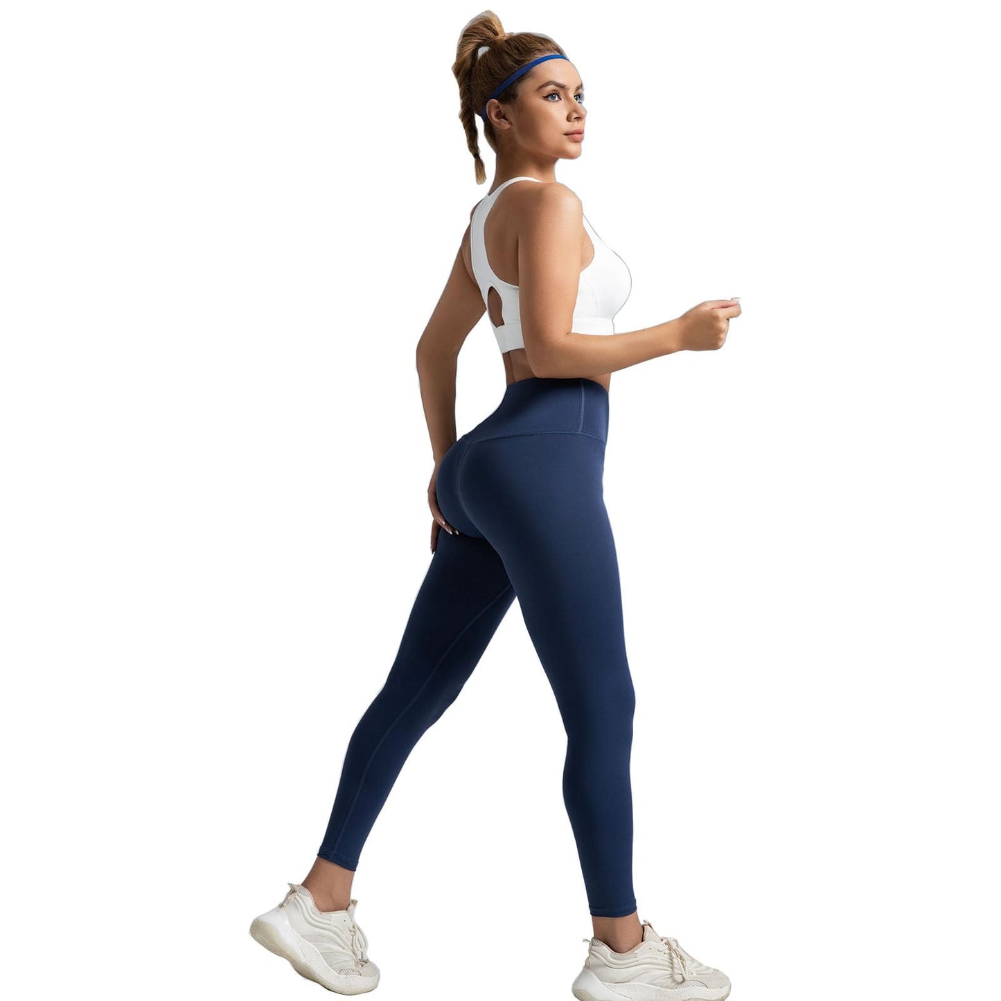 NVOYEGMOY High Waisted Leggings for Women Stretch Active Pants Tummy Controy Workout Leggings Full Length Ultra Soft Yoga Pants (Medium, Navy Blue)