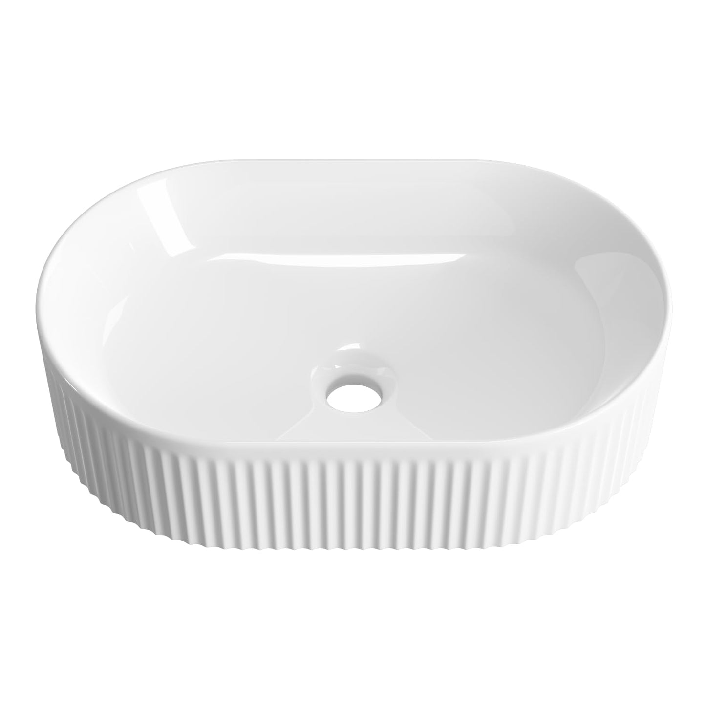 Oval Bathroom Sink Above Counter, OCEALAGOON 19″ x 12″ White Porcelain Vessel Sink, Modern Vanity Bowl Sink, Art Ceramic Wash Basin
