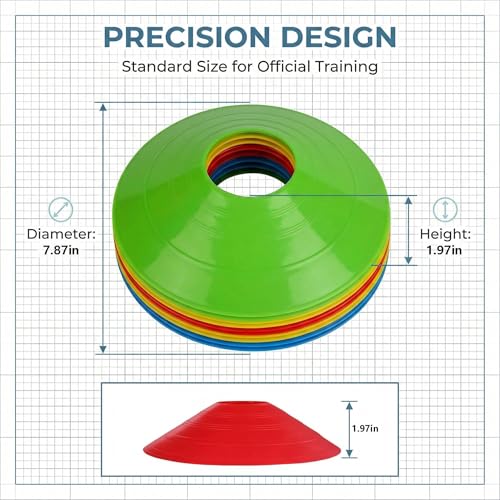 Sport Disc Cones - 10 Pack in 5 Colors for Agility Training